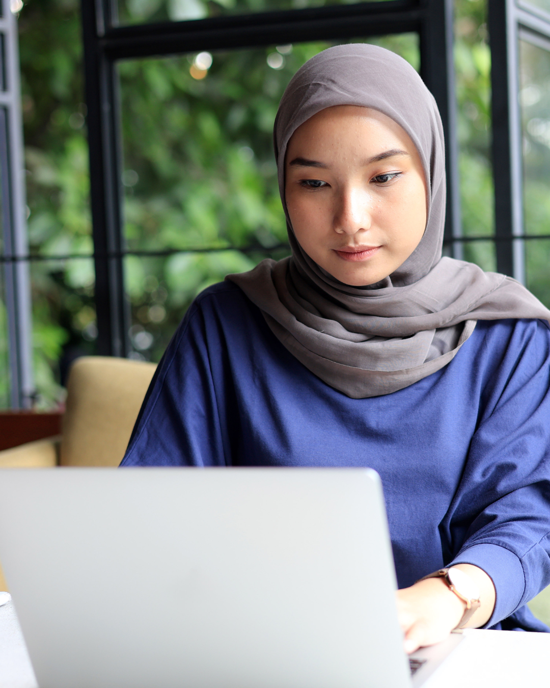Young woman working on a laptop